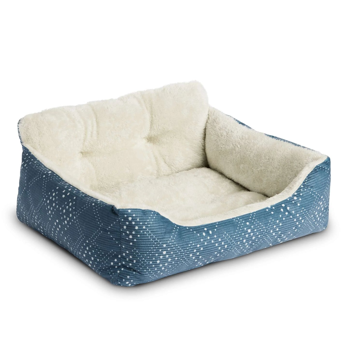 Lounger Small Dog and Cat Pet Bed, Blue 21" X 17"