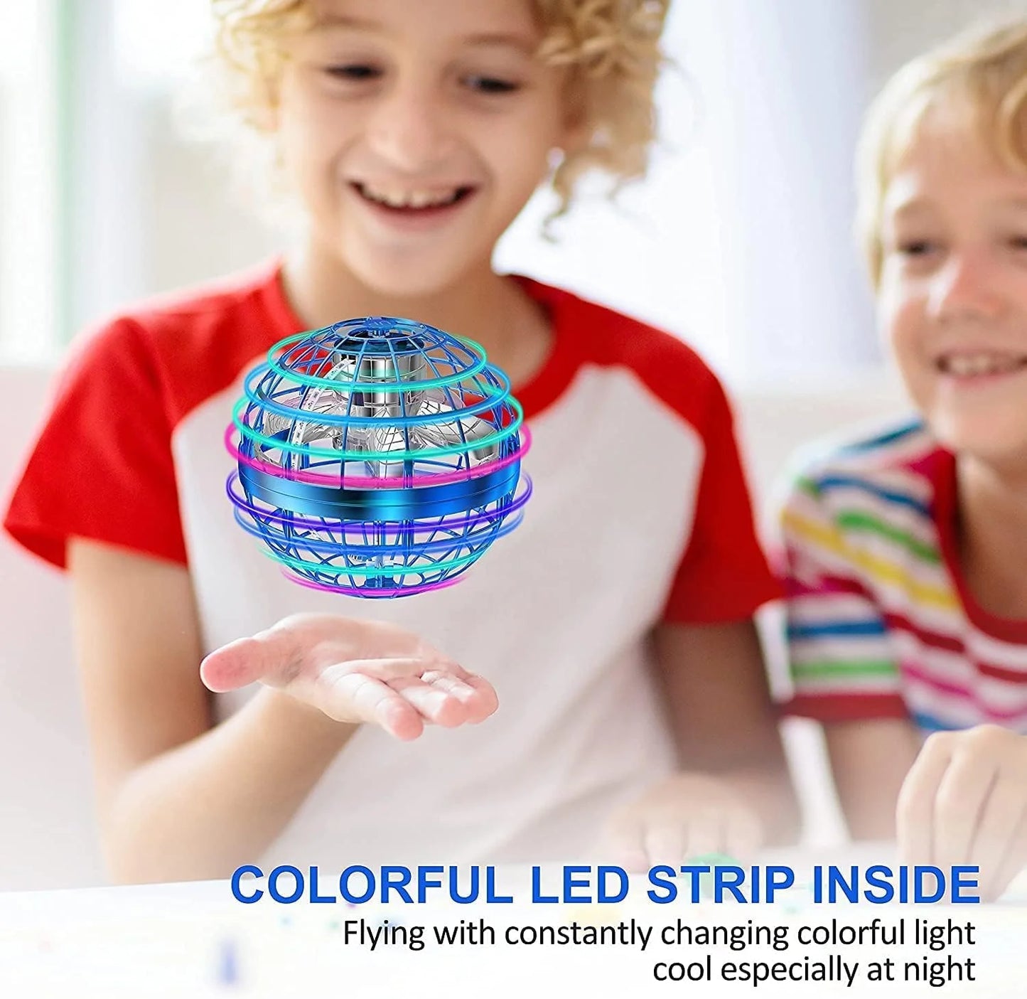 Flying Ball Toys, Hover Orb, Upgrade Flying Orb Mini Drone Floating Boomerang Ball 360°Rotating LED Light Fly Spinner Cool Toys Magic Toy Safe for Kids Teen Adults Indoor Outdoor Flying Mini Drone