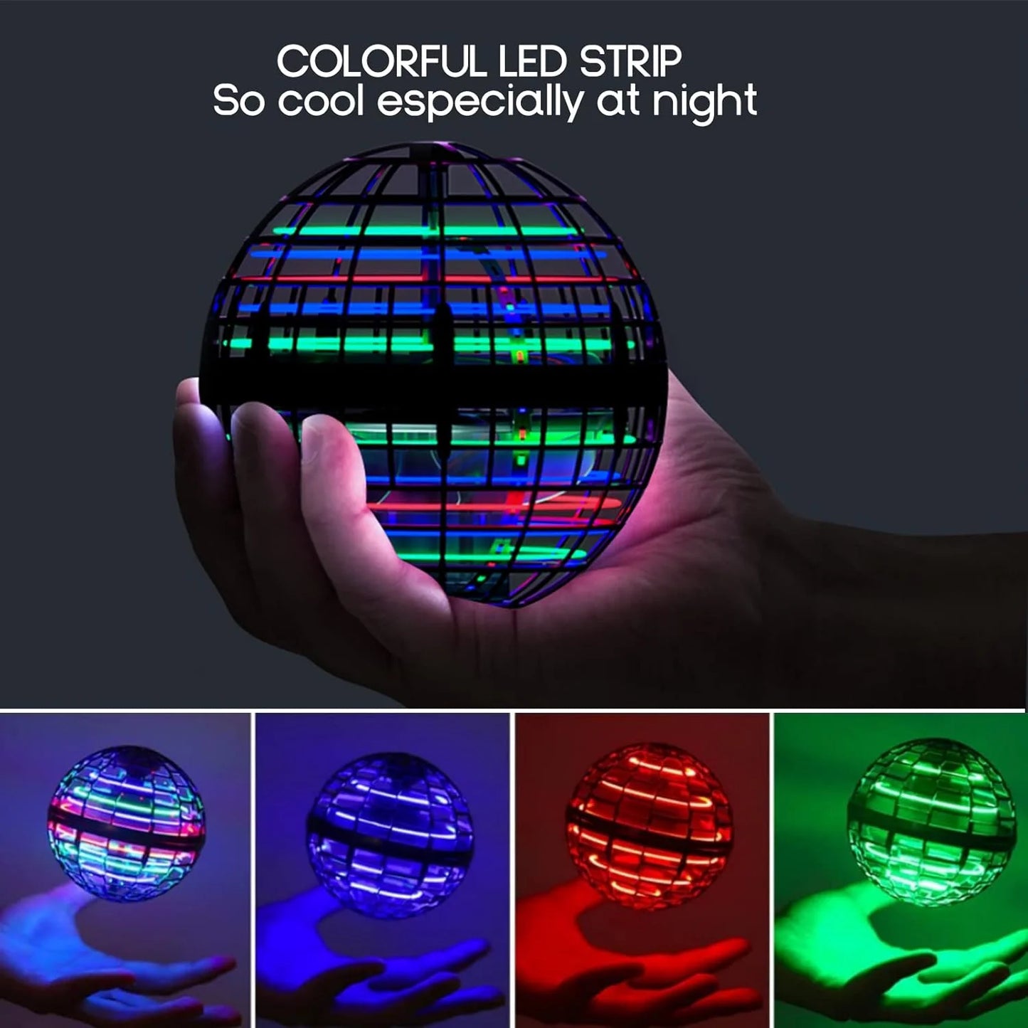 Flying Ball Toys, Hover Orb, Upgrade Flying Orb Mini Drone Floating Boomerang Ball 360°Rotating LED Light Fly Spinner Cool Toys Magic Toy Safe for Kids Teen Adults Indoor Outdoor Flying Mini Drone