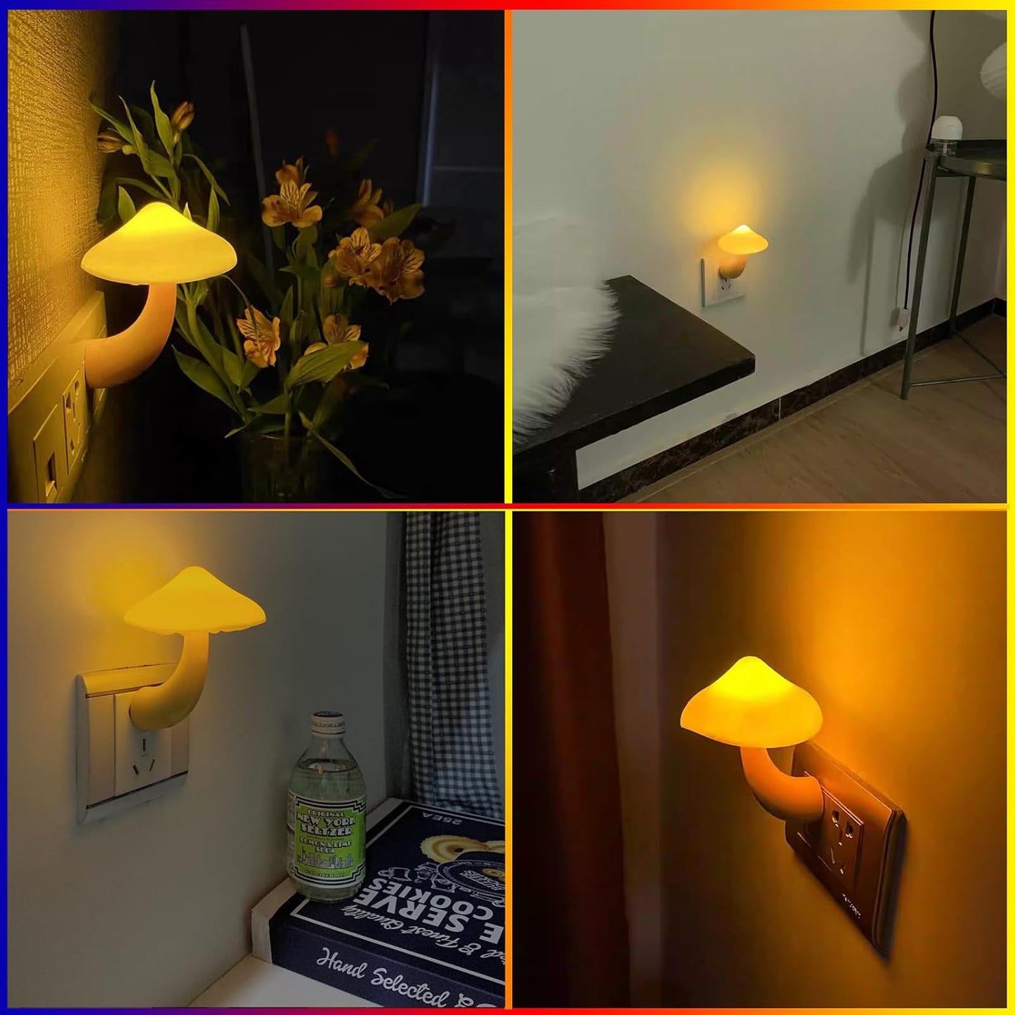 Mushroom-Shaped Energy Saving Sensor LED Night Light with Plug Yellow(Average Life Expectancy 50000H)
