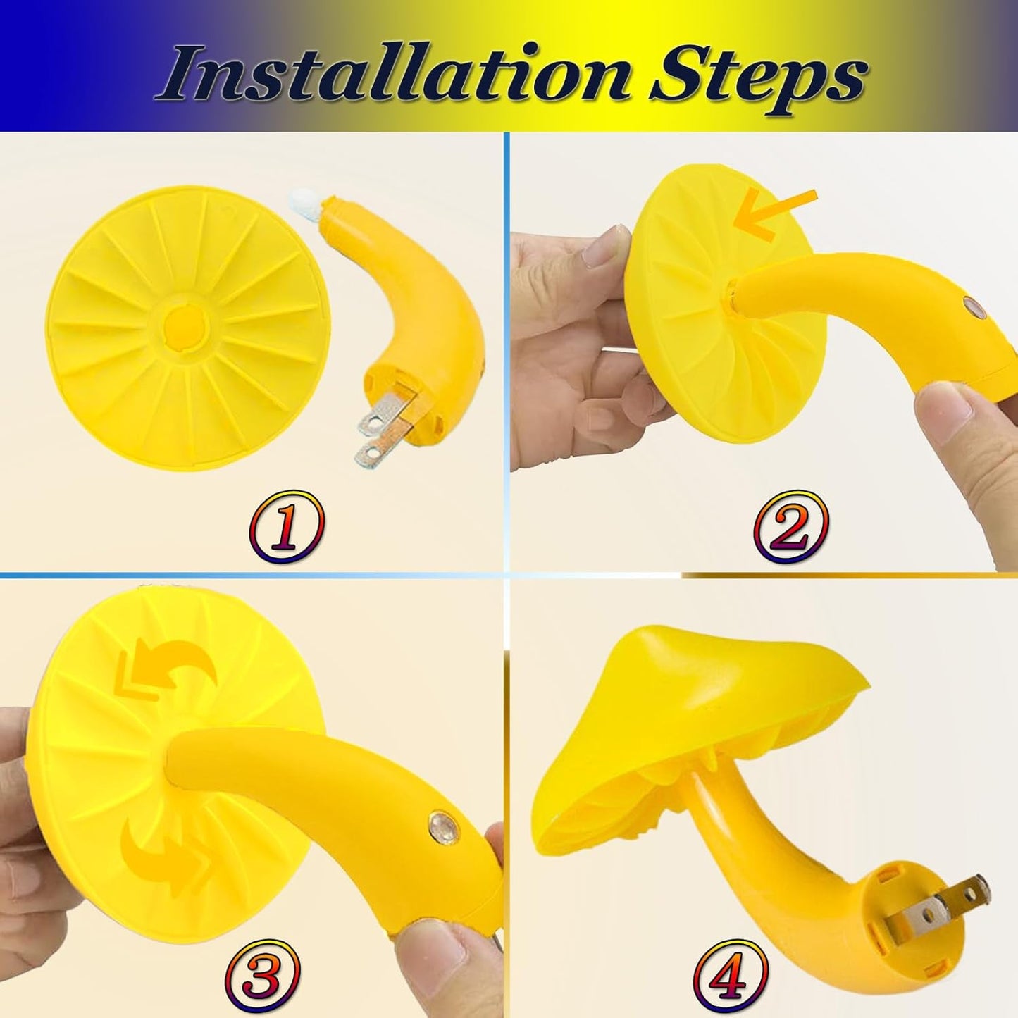 Mushroom-Shaped Energy Saving Sensor LED Night Light with Plug Yellow(Average Life Expectancy 50000H)
