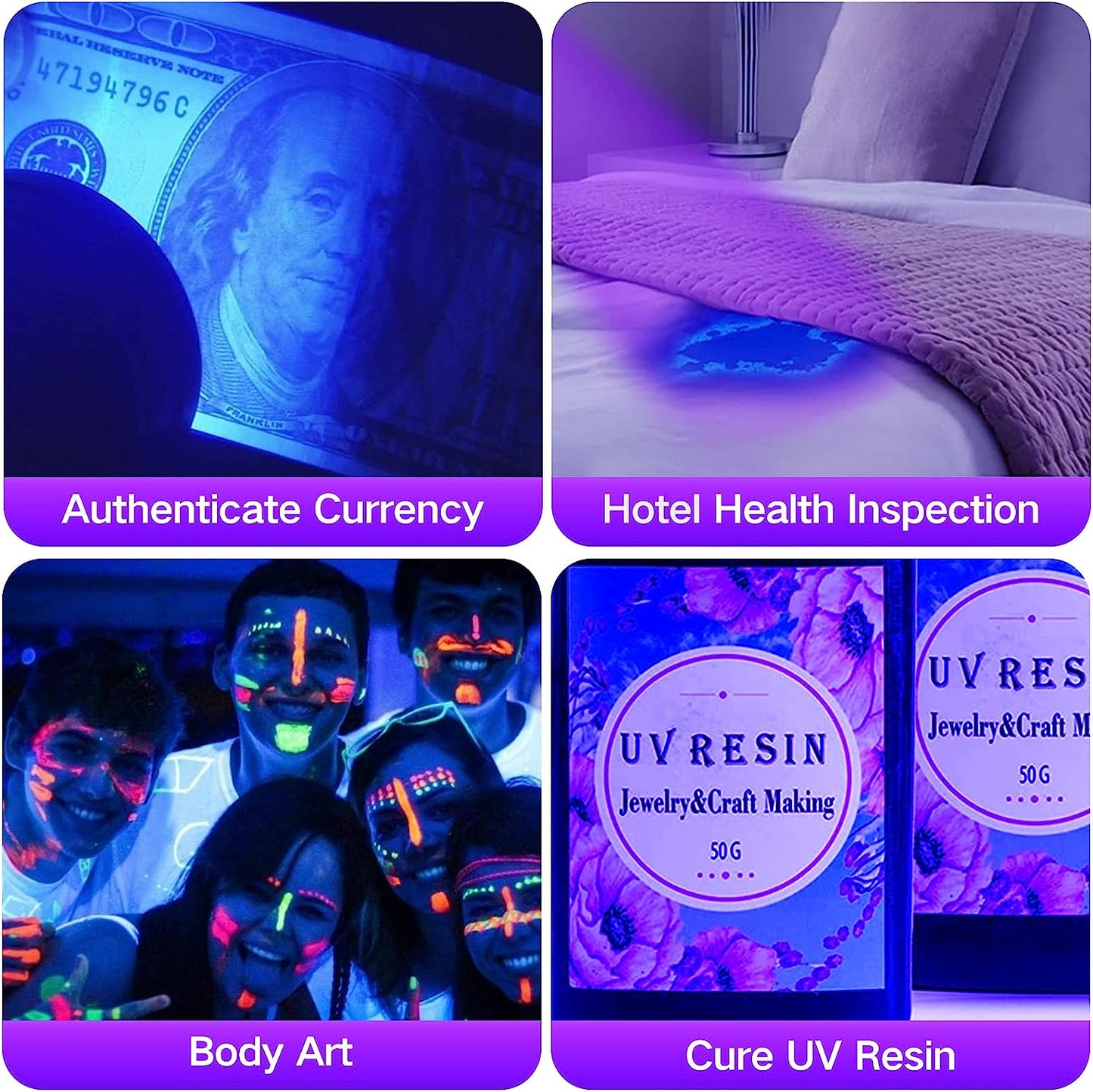 UV Flashlight Black Light UV Lights, 51 LED Ultraviolet Blacklight Pet Urine Detector for Dog Cat Urine,Dry Stains,Bed Bug, Matching with Pet Odor Eliminator