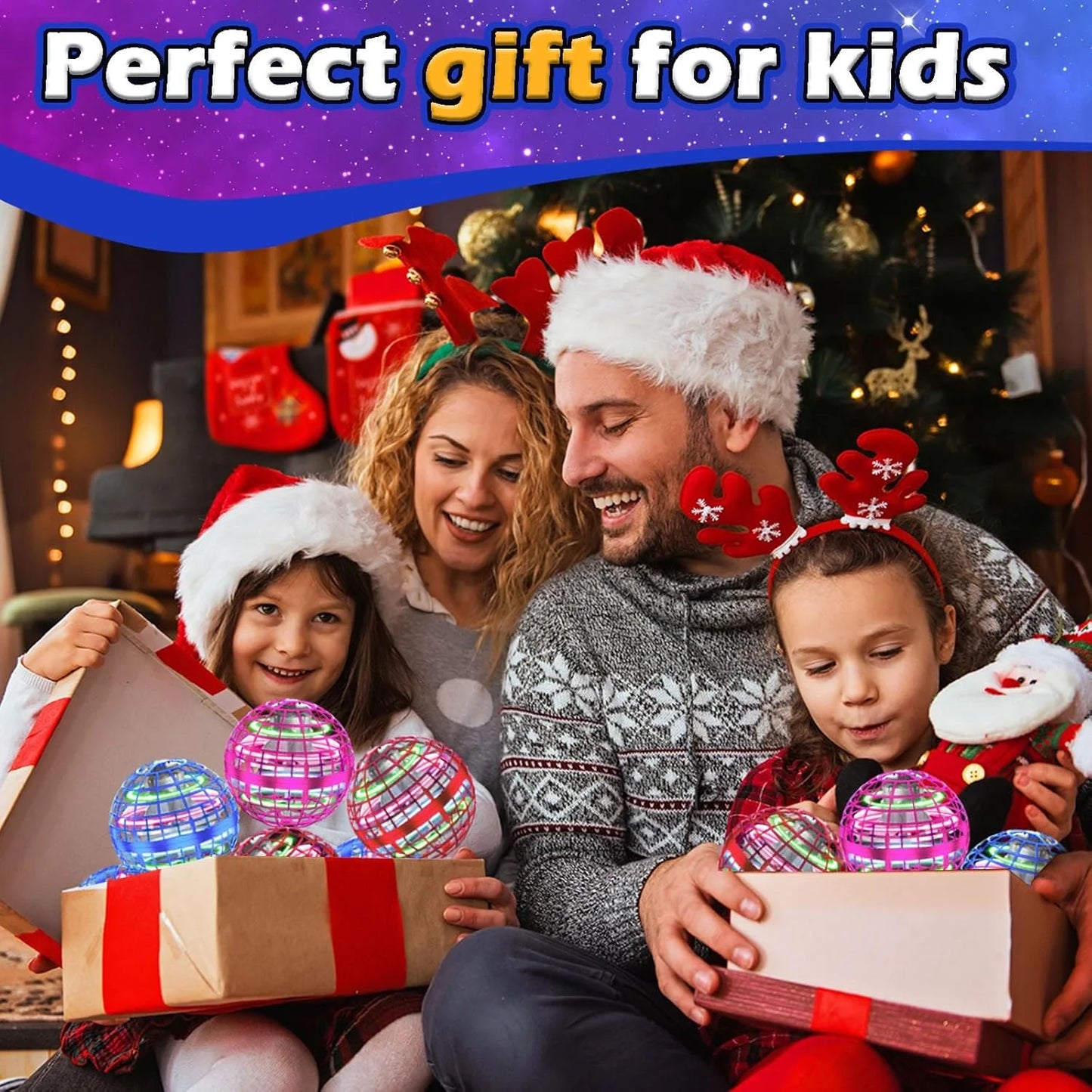 Flying Ball Toys, Hover Orb, Upgrade Flying Orb Mini Drone Floating Boomerang Ball 360°Rotating LED Light Fly Spinner Cool Toys Magic Toy Safe for Kids Teen Adults Indoor Outdoor Flying Mini Drone