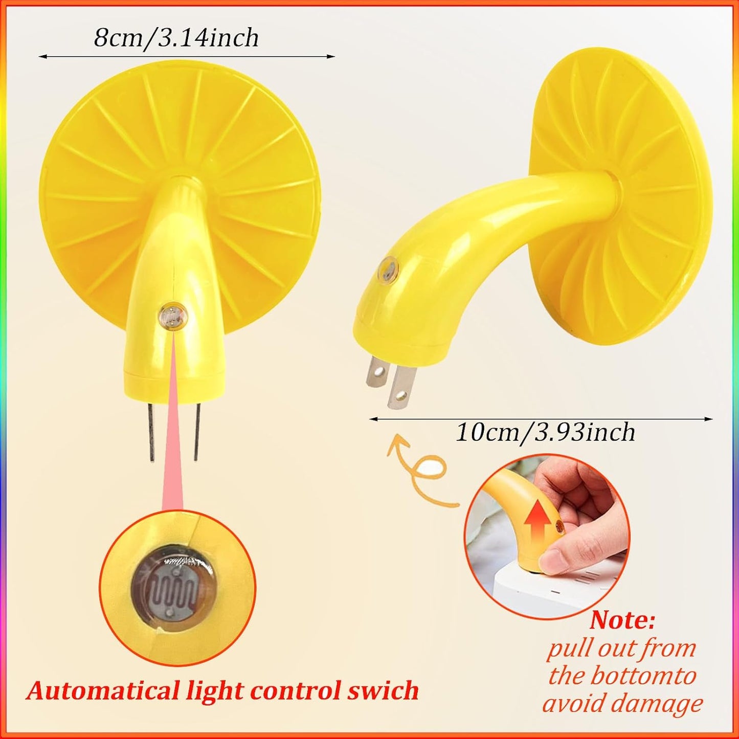 Mushroom-Shaped Energy Saving Sensor LED Night Light with Plug Yellow(Average Life Expectancy 50000H)
