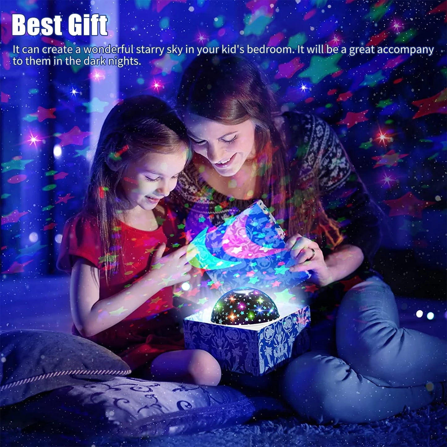 Star Projector Night Light, Baby Starry Ceiling Projection, 360° Rotating Mushroom Lamp for Bedroom Nursery Women Kids Children Gift