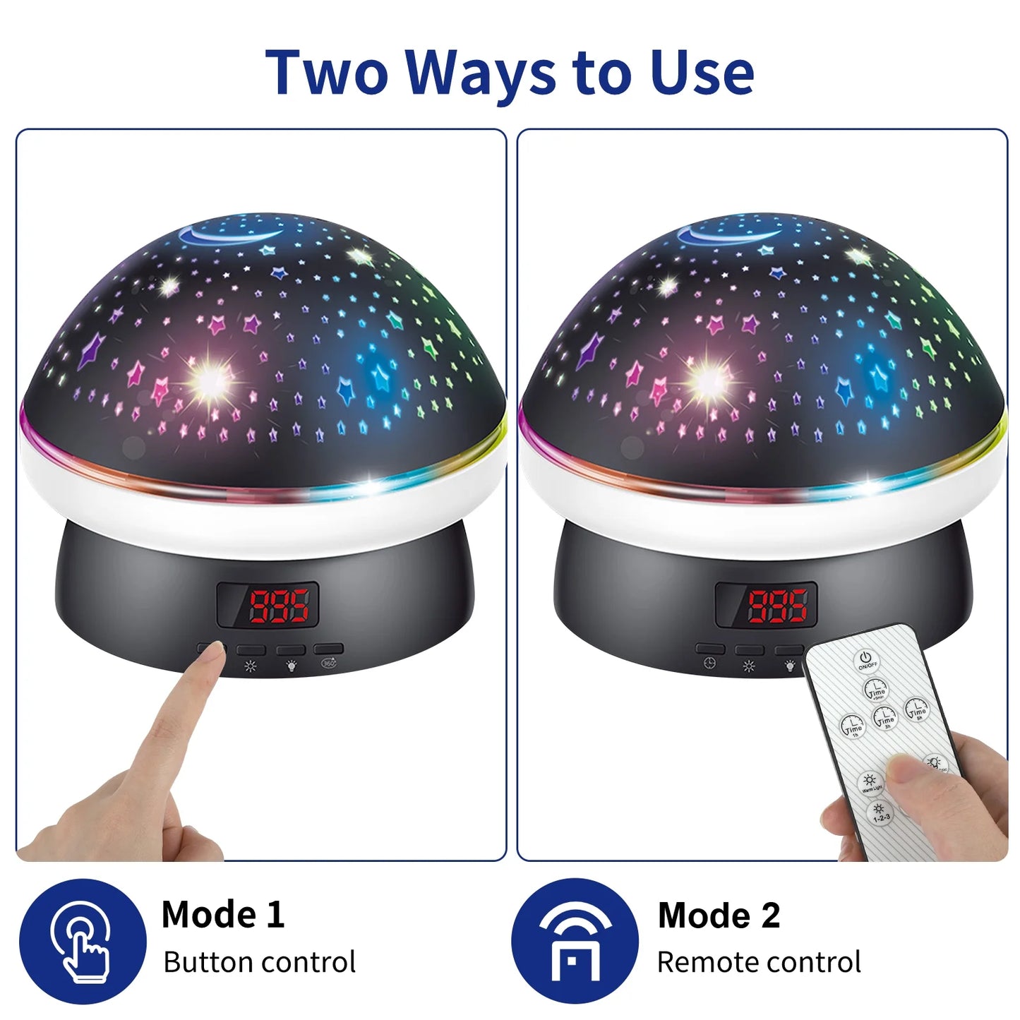 Star Projector Night Light, Baby Starry Ceiling Projection, 360° Rotating Mushroom Lamp for Bedroom Nursery Women Kids Children Gift
