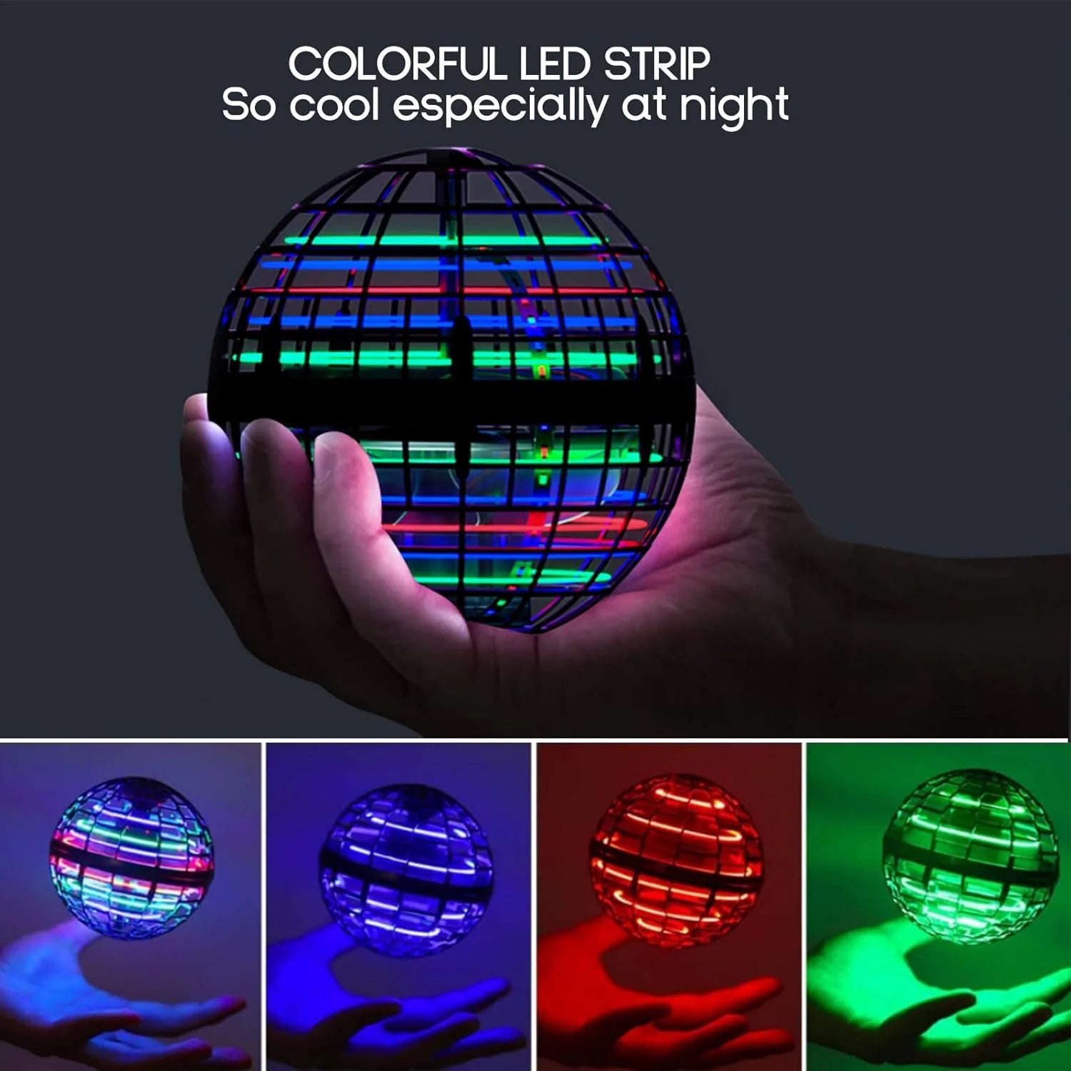 Flying Ball Toys, Hover Orb, Upgrade Flying Orb Mini Drone Floating Boomerang Ball 360°Rotating LED Light Fly Spinner Cool Toys Magic Toy Safe for Kids Teen Adults Indoor Outdoor Flying Mini Drone