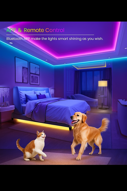 50 FT LED Strip Lights,Bluetooth LED Lights for Bedroom, Color Changing Light Strip with Music Sync, Phone Controller and IR Remote(App+Remote +Mic).