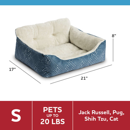 Lounger Small Dog and Cat Pet Bed, Blue 21" X 17"